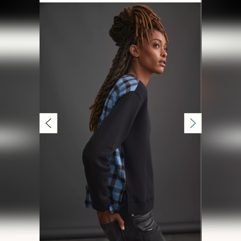 Anthropologie Pilcro women's contrast flannel sweatshirt size XS